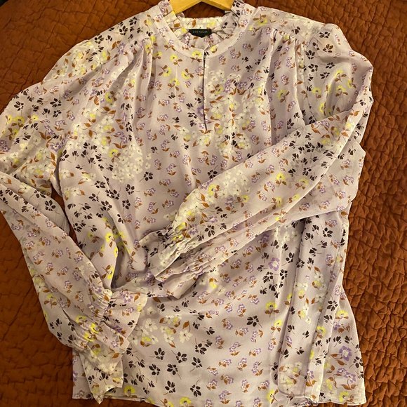 FLORAL RUFFLE NECK TOP - Picture 2 of 8